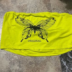 Yellow butterfly crop top